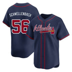 Atlanta Braves #56 Spencer Schwellenbach Player Navy AmberGomez Limited Home Game Stitched Jerseys