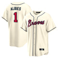 Atlanta Braves #1 Ozzie Albies Player Cream AmberGomez Home Game Stitched Jerseys