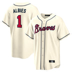 Atlanta Braves #1 Ozzie Albies Player Cream AmberGomez Home Game Stitched Jerseys