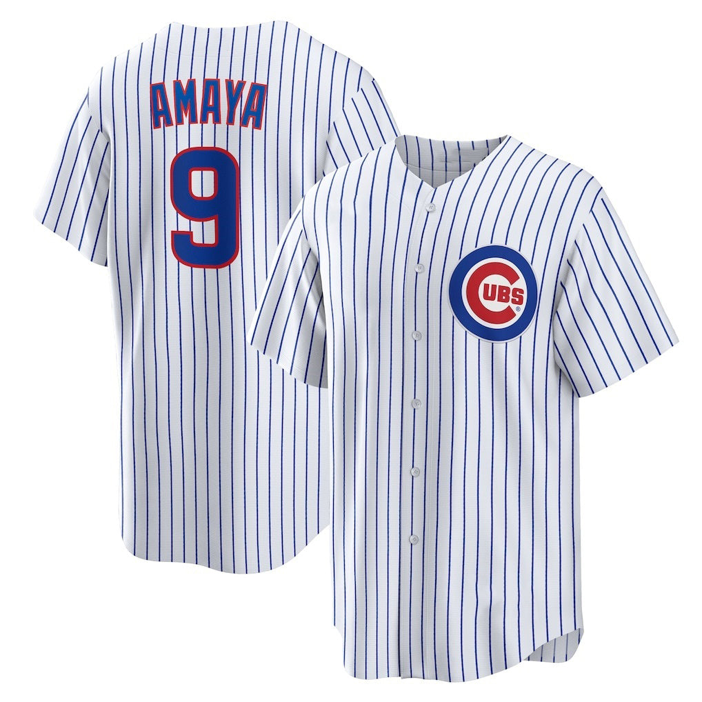 Chicago Cubs #9 Miguel Amaya White AmberGomez Home Replica Jersey
