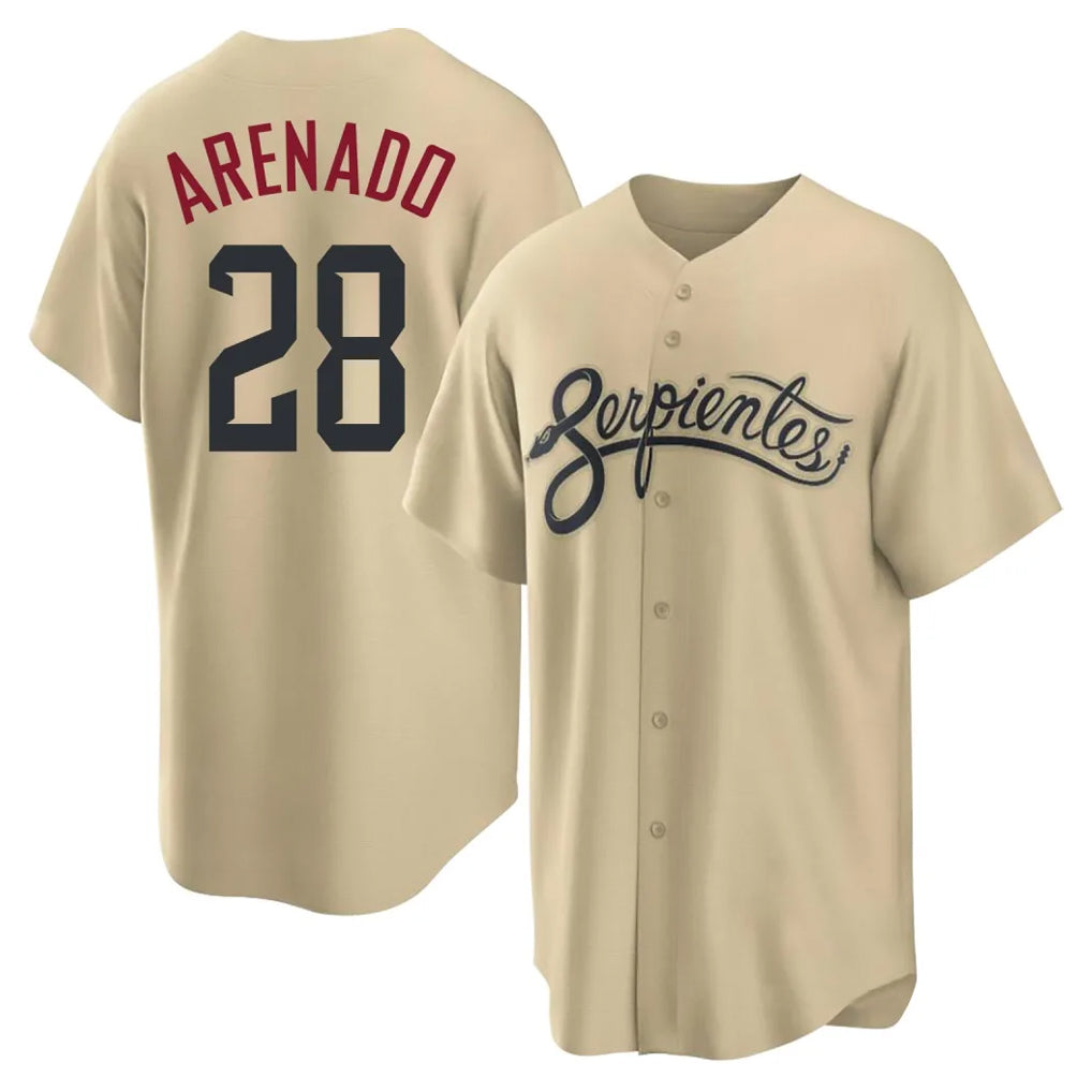 Arizona Diamondbacks #28 Nolan Arenado Player Tan AmberGomez City Connect Home Game Stitched Jerseys