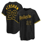 Los Angeles Dodgers #22 Clayton Kershaw Player Black AmberGomez Snake Skin City Game Home Stitched Jerseys