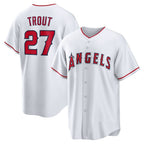 Los Angeles Angels #27 Mike Trout White AmberGomez Home Replica Player Name Jersey