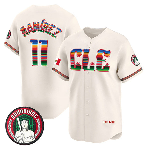 Cleveland Guardians #11 Jos¨¦ Ram¨ªrez Cream AmberGomez Mexico Vapor Premier Limited Stitched Jersey