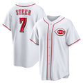 Cincinnati Reds #7 Spencer Steer White AmberGomez Home Replica Jersey