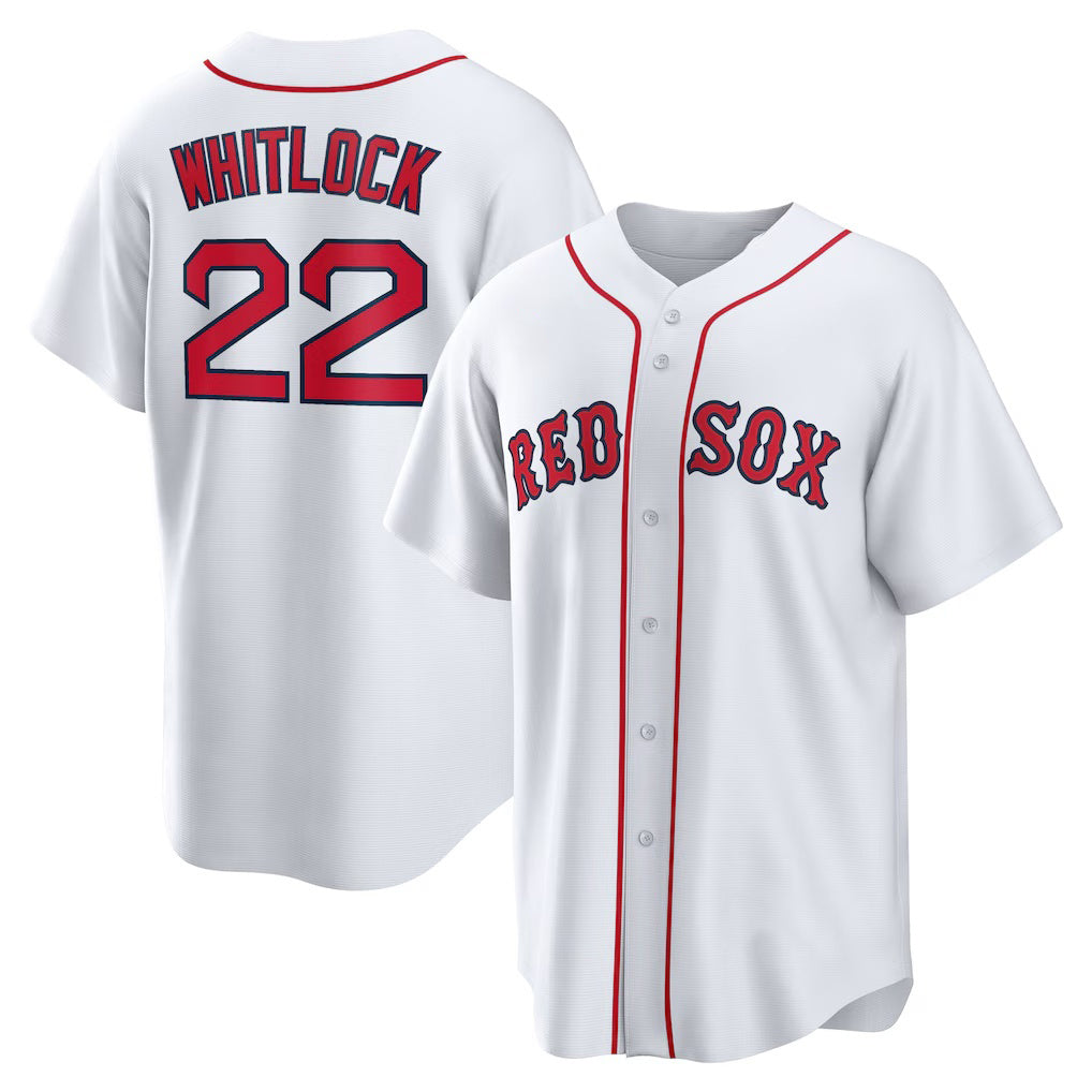 Boston Red Sox #22 Garrett Whitlock White AmberGomez Home Replica Jersey