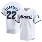 Miami Marlins #22 Sandy Alcantara White AmberGomez Home Limited Player Jersey