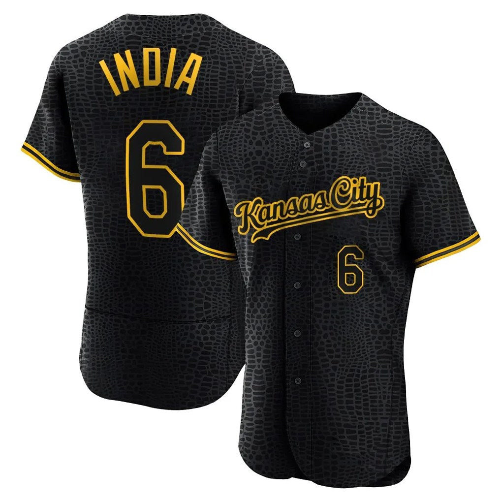 Kansas City Royals #6 Jonathan India Player Black AmberGomez Snake Skin City Limited Elite Stitched Jerseys