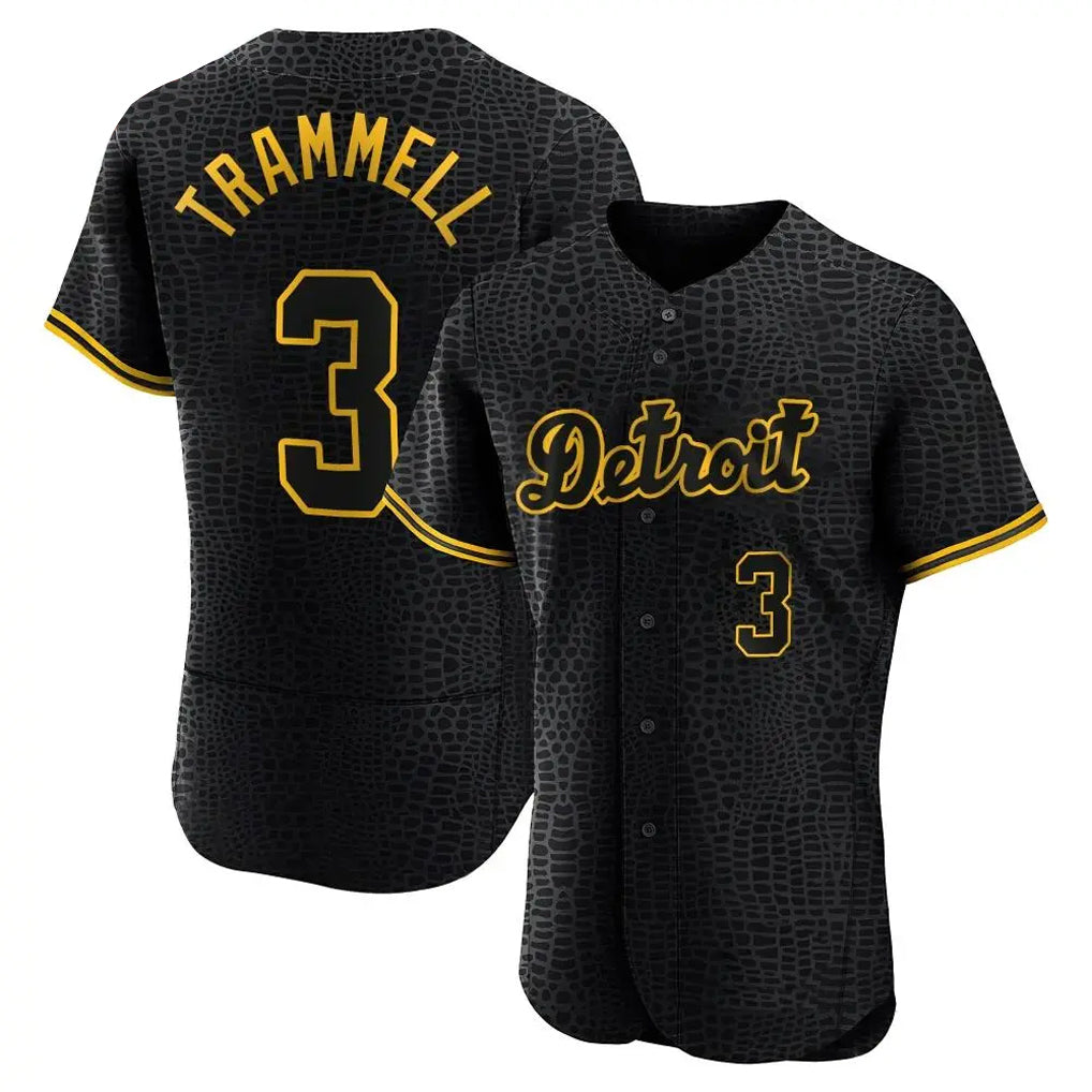 Detroit Tigers #3 Alan Trammell Player Black AmberGomez Snake Skin City Limited Elite Home Stitched Jerseys
