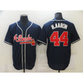 Atlanta Braves #44 Hank Aaron Navy Blue AmberGomez Stitched Cool Base Jersey