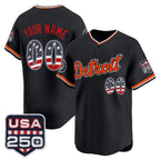Custom Detroit Tigers Black AmberGomez USA 250 Fourth of July Vapor Premier Limited Jersey ¨C All Stitched