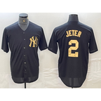 New York Yankees #2 Derek Jeter Black White AmberGomez Cool Base Stitched Jersey