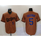 Los Angeles Dodgers #5 Freddie Freeman Number Olive AmberGomez Cool Base Limited Stitched Jerseys