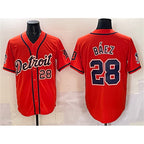 Detroit Tigers #28 Javier B¨¢ez Orange AmberGomez With Patch Vapor Premier Limited Stitched Jersey