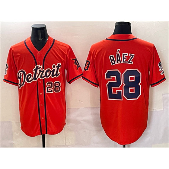 Detroit Tigers #28 Javier B¨¢ez Orange AmberGomez With Patch Vapor Premier Limited Stitched Jersey