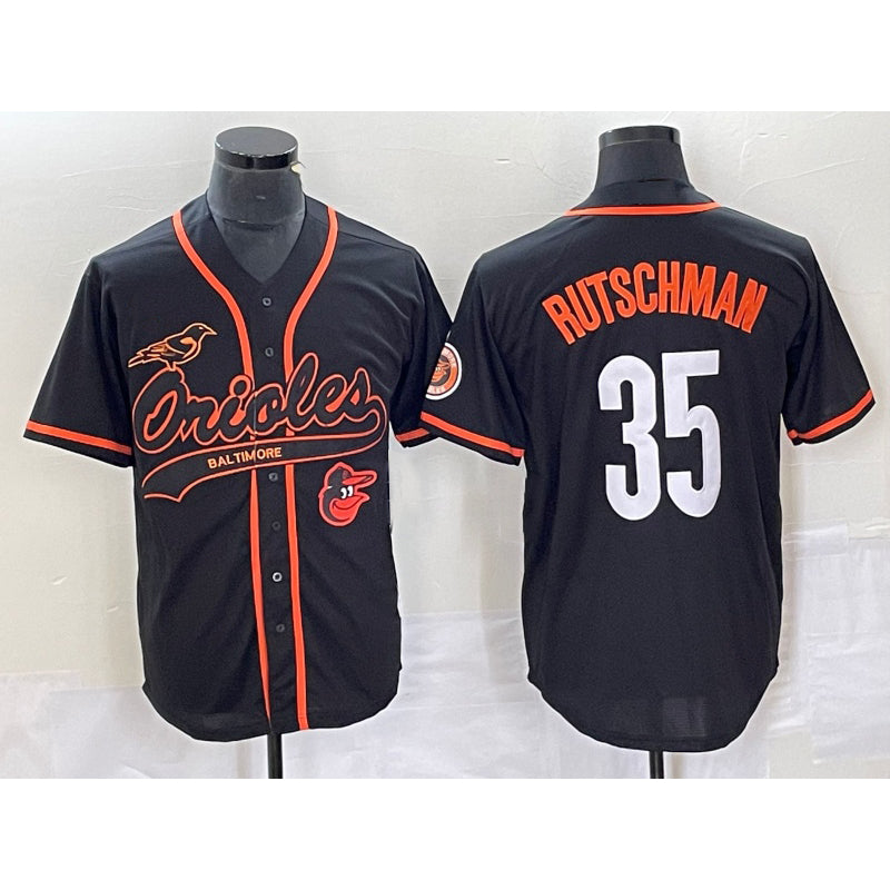 Baltimore Orioles #35 Adley Rutschman Black AmberGomez With Patch Cool Base Stitched Jersey