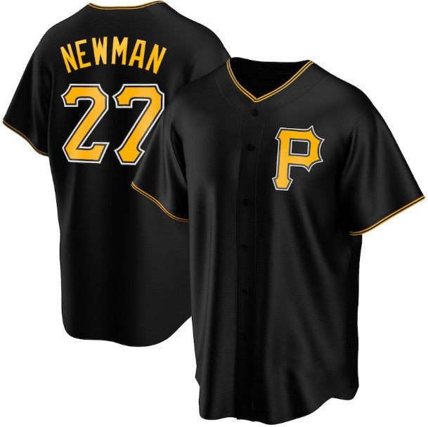 Pittsburgh Pirates #27 Kevin Newman Black AmberGomez Cool Base Stitched Jersey