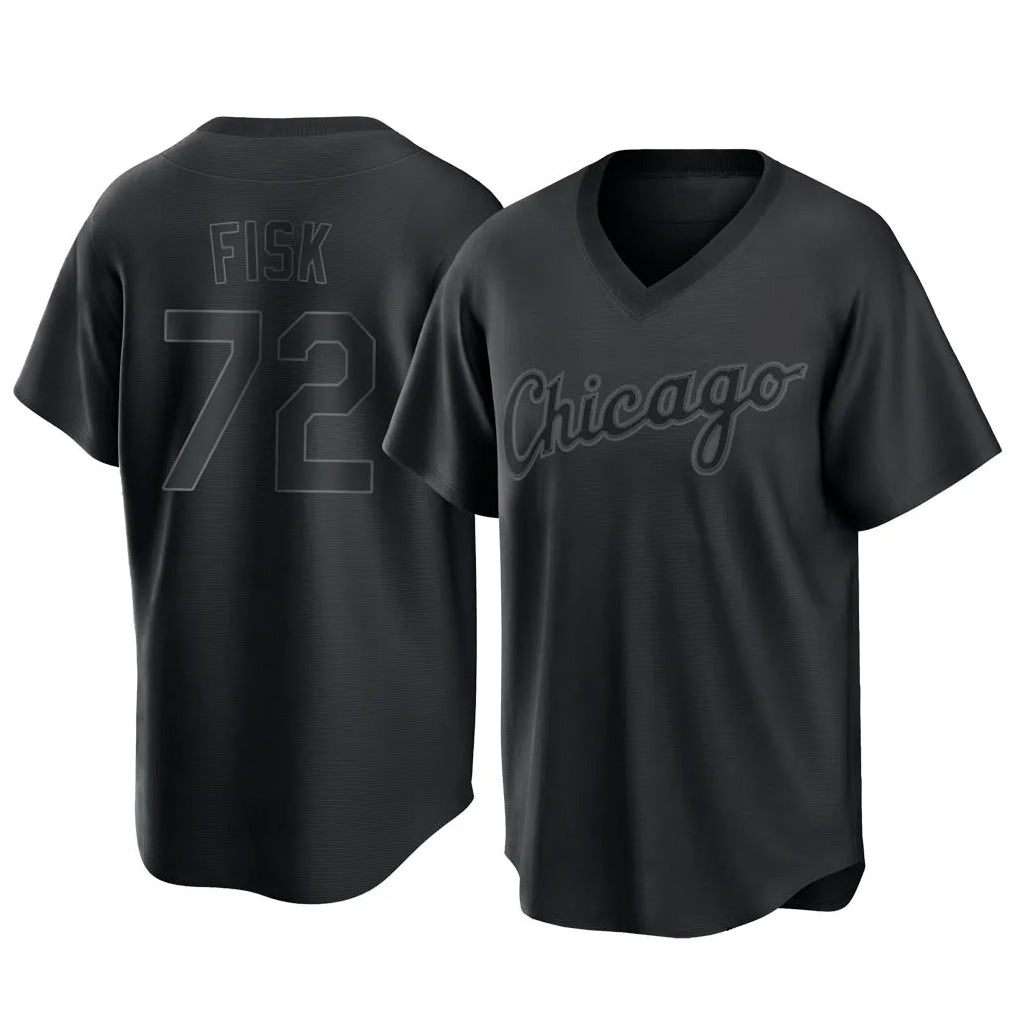 Chicago White Sox #72 Carlton Fisk Player Black AmberGomez T-shirt Home Game Stitched Jerseys