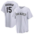Colorado Rockies #15 Hunter Goodman White AmberGomez Home Replica Jersey