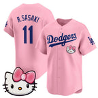 Los Angeles Dodgers #11 Roki Sasaki Pink AmberGomez 2025 Hello Kitty Vapor Limited Stitched Jersey