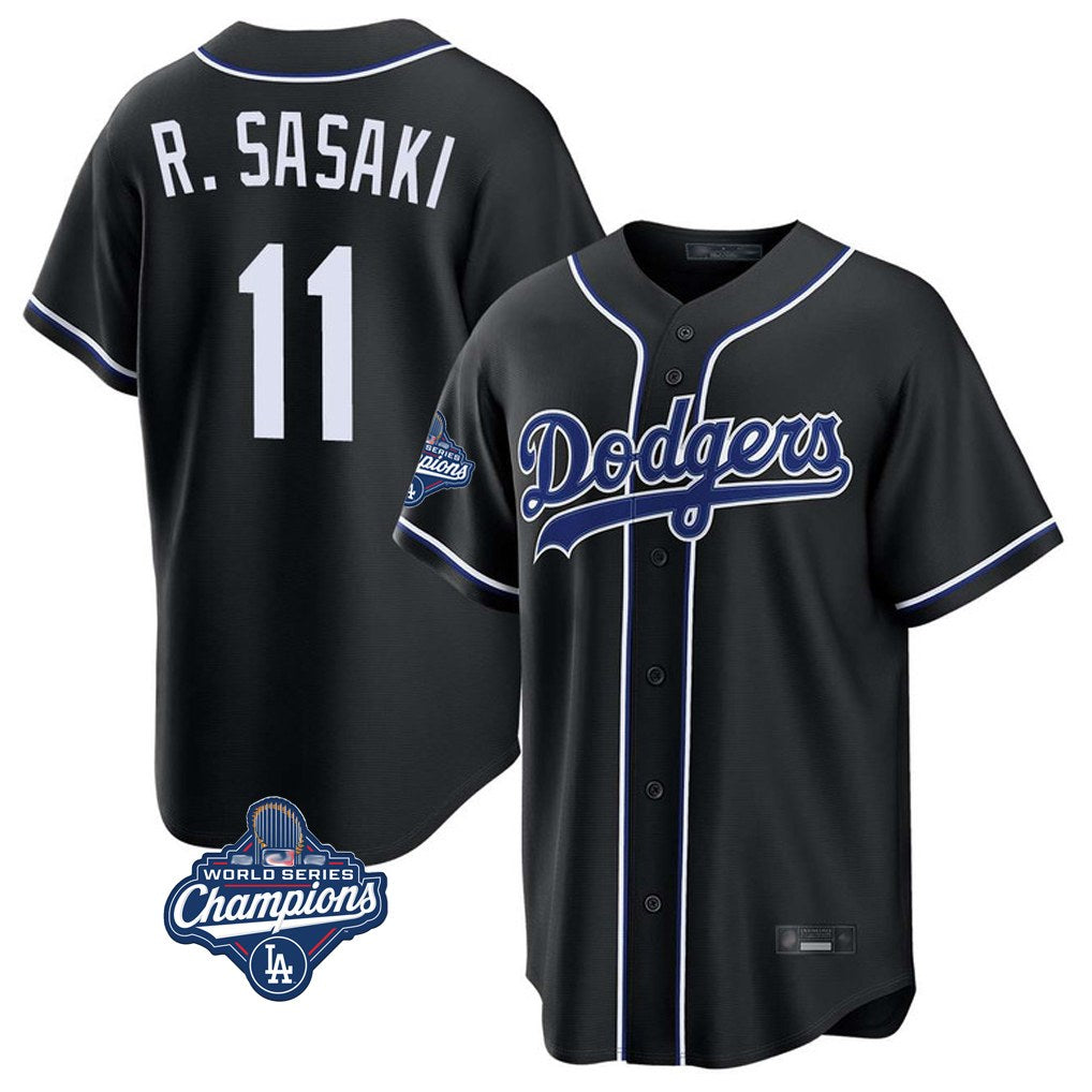 Los Angeles Dodgers #11 Roki Sasaki Player Black AmberGomez World Series Meet Carbon Limited Home Stitched Jerseys