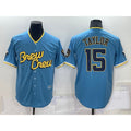 Milwaukee Brewers #15 Tyrone Taylor Blue AmberGomez 2022 City Connect Cool Base Stitched Jersey