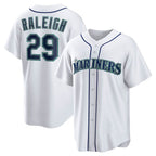 Seattle Mariners #29 Cal Raleigh White AmberGomez Home Replica Player Jersey