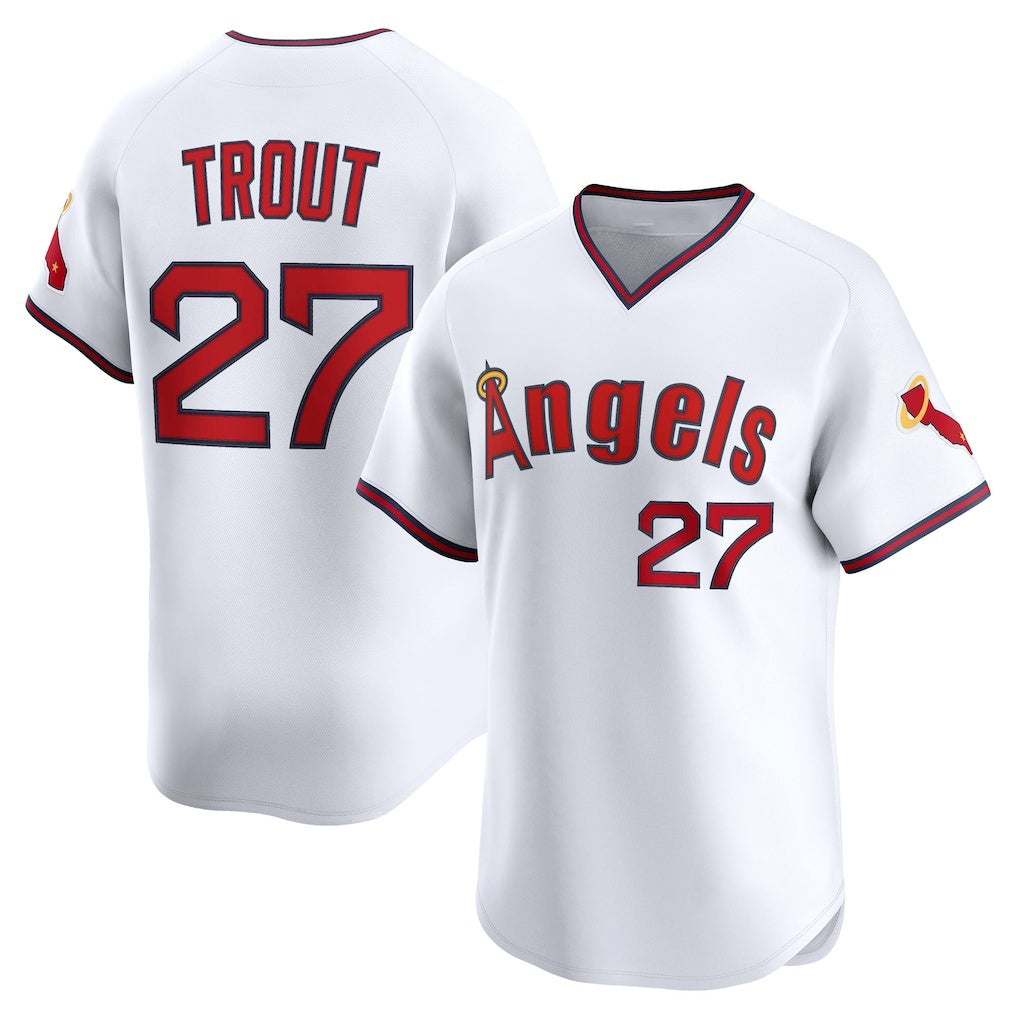 Los Angeles Angels #27 Mike Trout White AmberGomez Alternate Limited Jersey
