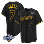 Los Angeles Dodgers #7 Blake Snell Player Black AmberGomez Snake Skin City Game Home World Series Stitched Jerseys