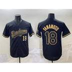 Los Angeles Dodgers #18 Yoshinobu Yamamoto Black Gold AmberGomez Limited Stitched Jersey 2
