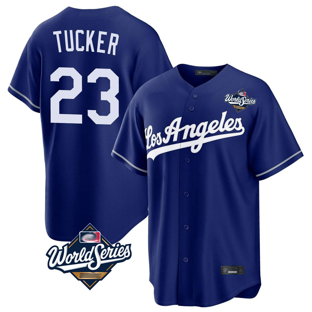 Los Angeles Dodgers #23 Kyle Tucker Player Royal AmberGomez World Series Game Stitched Jerseys
