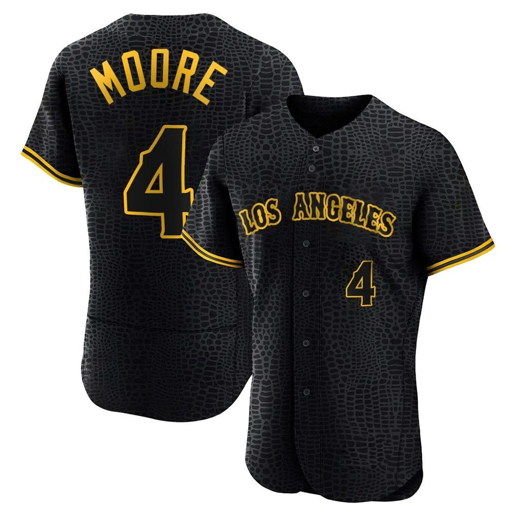 Los Angeles Angels #4 Christian Moore Player Black AmberGomez Snake Skin City Limited Elite Home Stitched Jerseys