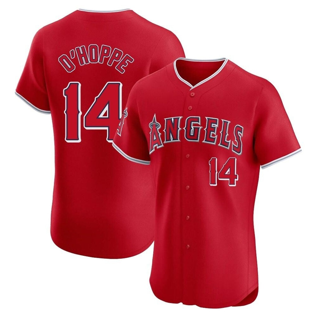 Los Angeles Angels #14 Logan O'Hoppe Player Red AmberGomez Home Limited Elite Stitched Jerseys