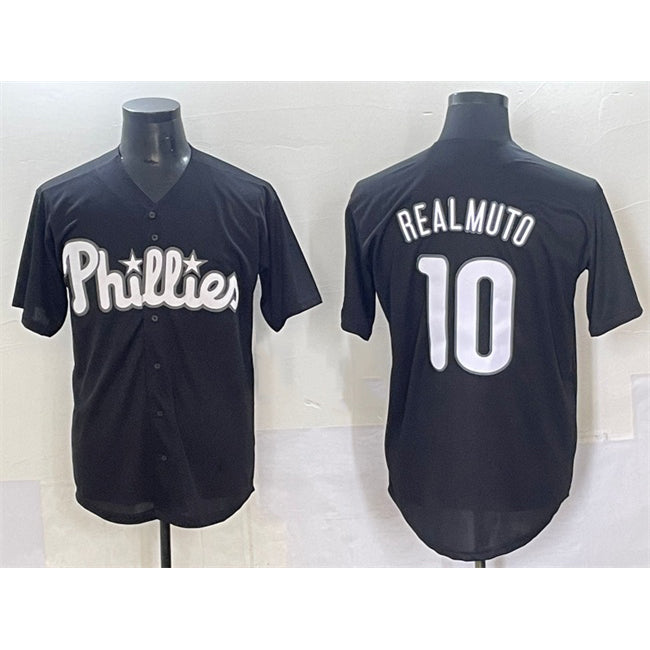 Philadelphia Phillies #10 J.T. Realmuto Black AmberGomez Lights Out Limited Stitched Jersey