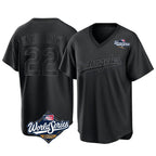 Los Angeles Dodgers #22 Clayton Kershaw Player Black AmberGomez World Series Pitch Fashion T-shirt Stitched Jerseys