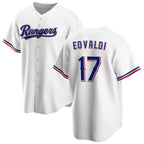 Texas Rangers #17 Nathan Eovaldi White AmberGomez Cool Base Stitched Jersey