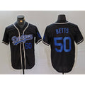 Los Angeles Dodgers #50 Mookie Betts Number Black AmberGomez Cool Base With Patch Stitched Jerseys