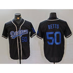 Los Angeles Dodgers #50 Mookie Betts Number Black AmberGomez Cool Base With Patch Stitched Jerseys