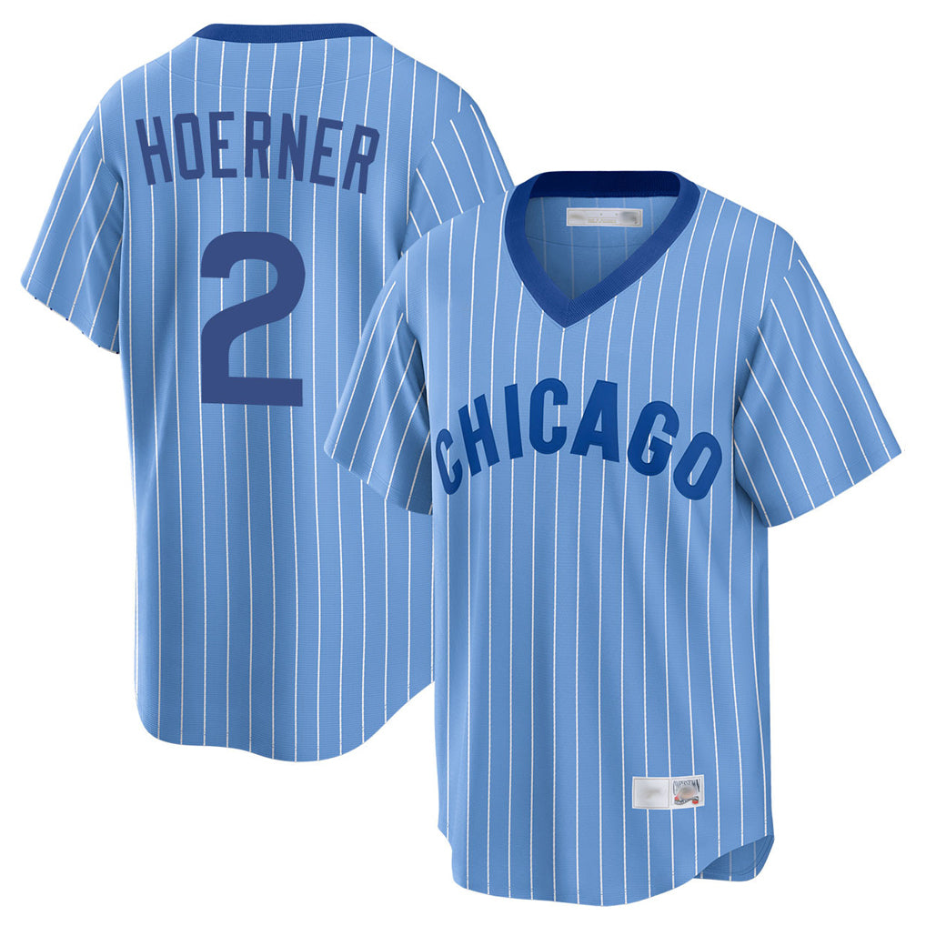 Chicago Cubs #2 Nico Hoerner Player Blue AmberGomez T-shirt Cooperstown Collection Limited Stitched Jerseys