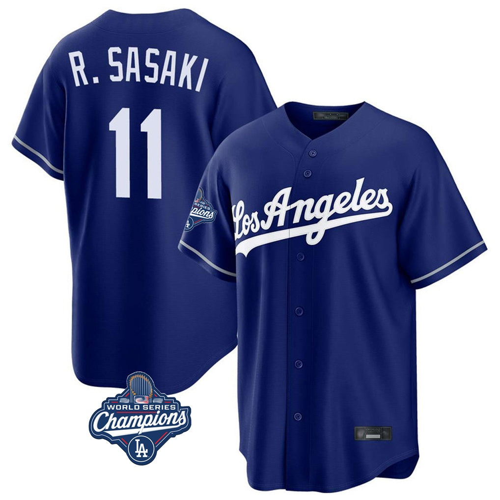 Los Angeles Dodgers #11 Roki Sasaki Player Royal AmberGomez World Series Meet Game Stitched Jerseys
