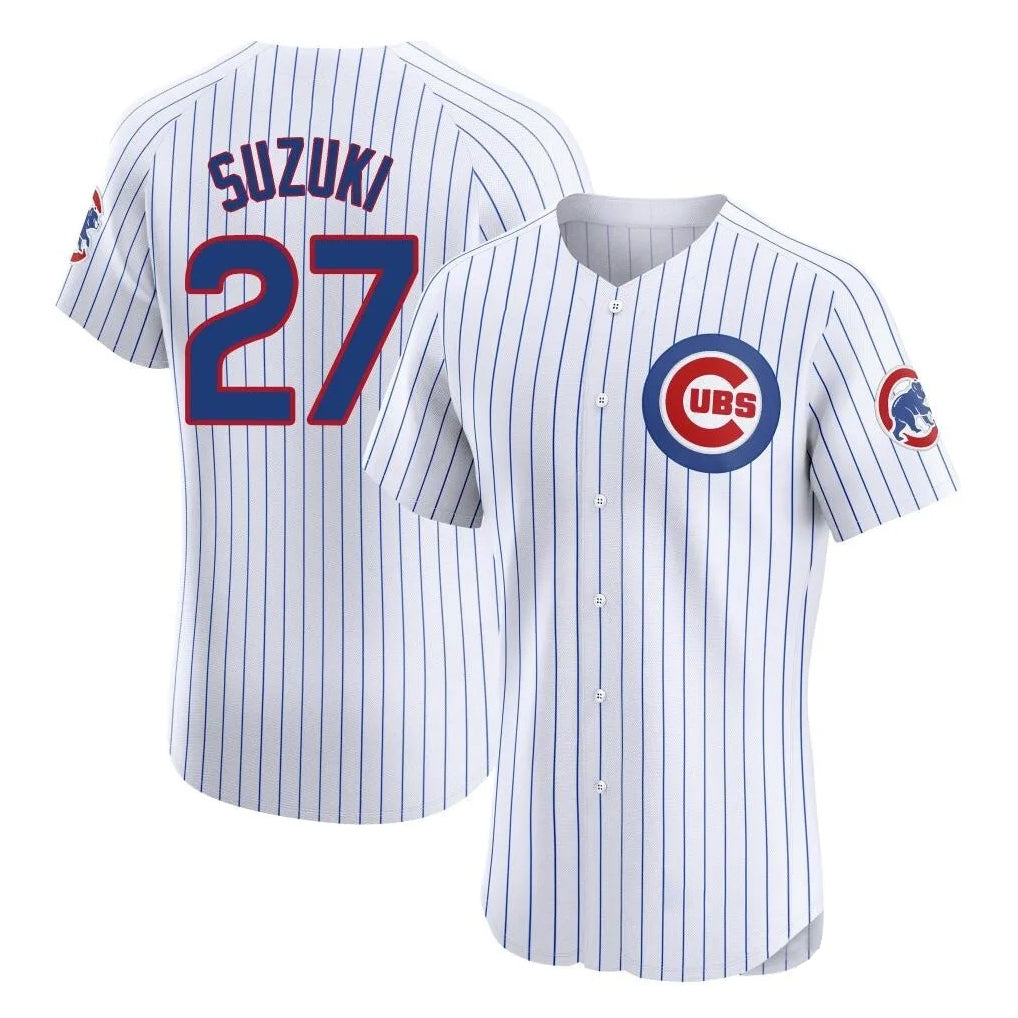Chicago Cubs #27 Seiya Suzuki Player White AmberGomez Limited Elite Home Game Stitched Jerseys