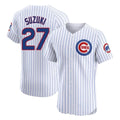 Chicago Cubs #27 Seiya Suzuki Player White AmberGomez Limited Elite Home Game Stitched Jerseys