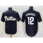 Philadelphia Phillies #12 Kyle Schwarber Black AmberGomez Lights Out Limited Stitched Jersey