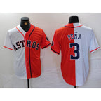 Houston Astros #3 Jeremy Pena White Orange AmberGomez Split Stitched Jersey