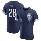 Kansas City Royals #28 Kyle Isbel Player Navy AmberGomez City Connect Limited Elite Home Stitched Jerseys