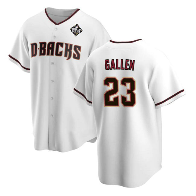 Arizona Diamondbacks #23 Zac Gallen White AmberGomez 2023 World Series Cool Base Stitched Jersey