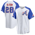 Atlanta Braves #28 Matt Olson White AmberGomez 2023 City Connect Cool Base Stitched Jersey
