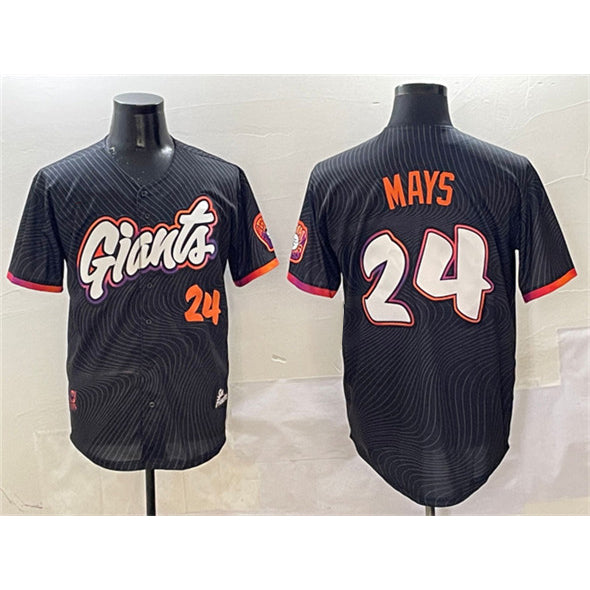 San Francisco Giants #24 Willie Mays Anthracite AmberGomez 2025 City Connect Limited Stitched Jersey