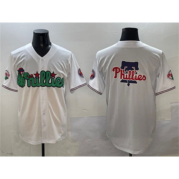 Philadelphia Phillies Team Big Logo White AmberGomez Phanatic Limited Stitched Jersey