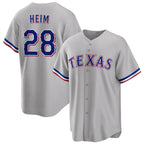 Texas Rangers #28 Jonah Heim Gray AmberGomez Cool Base Stitched Jersey